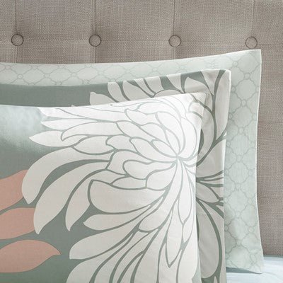 Madison Park Essentials Maible Comforter Set with Cotton Bed Sheets in Blush / Grey, King MPE10-862