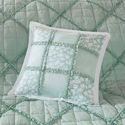 Madison Park Mindy 9 Piece Cotton Percale Comforter Set in Seafoam, King MP10-3632