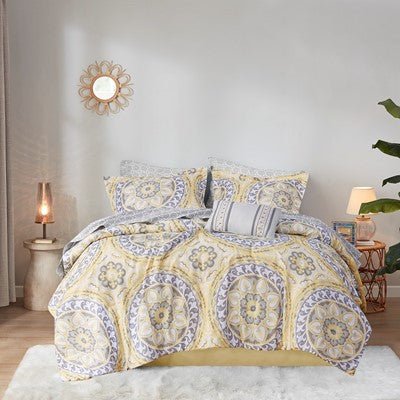 Madison Park Essentials Serenity Comforter Set with Cotton Bed Sheets in Yellow, Full MPE10-146