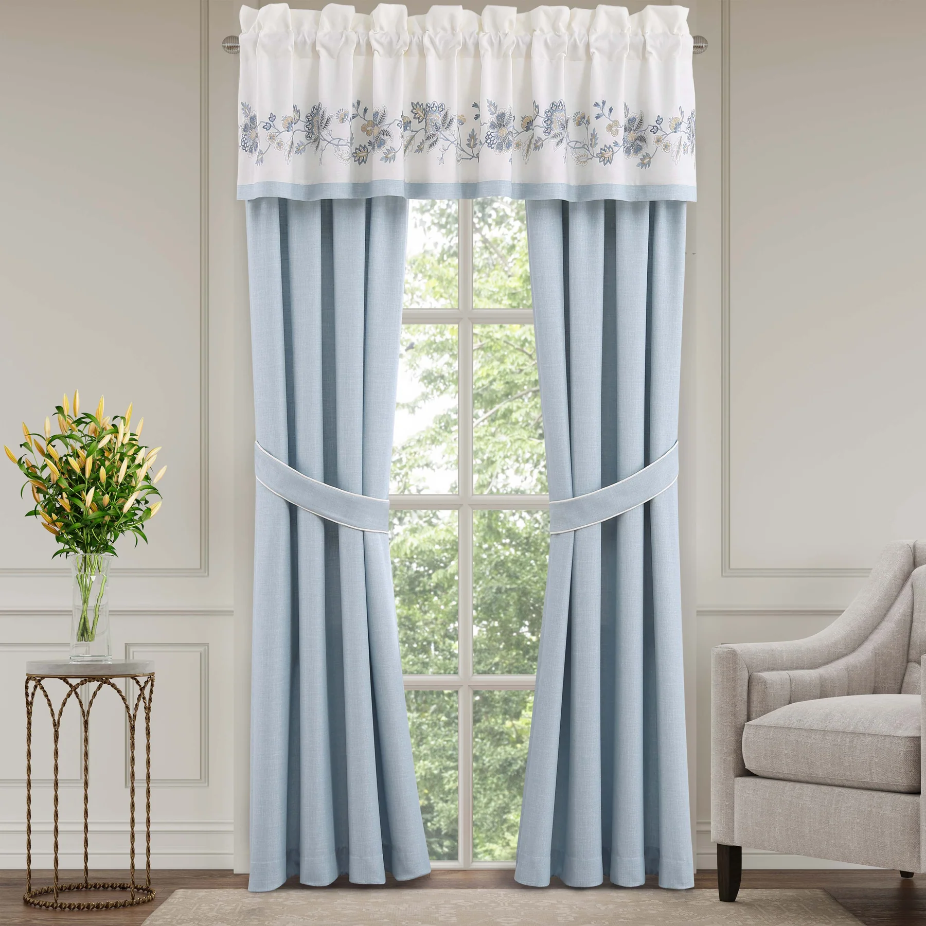 GardenBloomChambrayWindowPanelPair