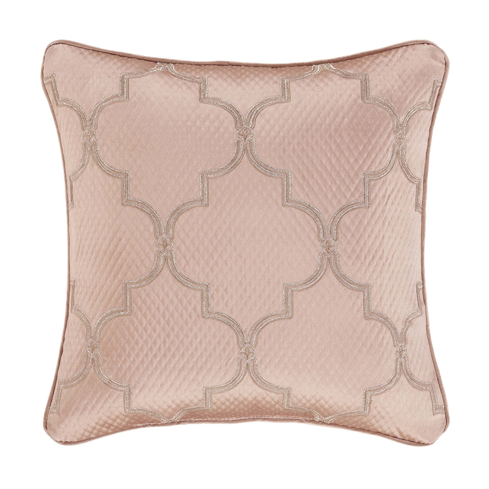 RosewaterBlushSquareEmbrllishedDecorativeThrowPillow18x18